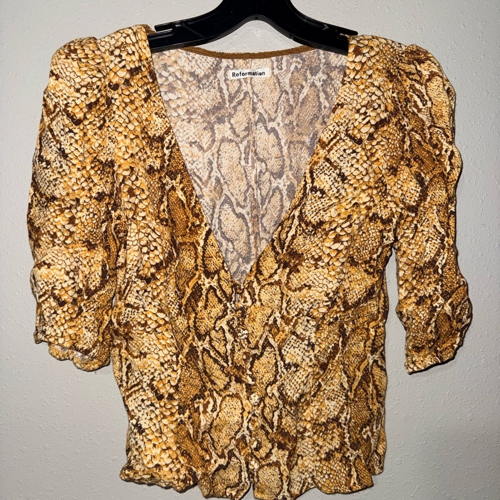 Reformation Eliana Boa Top Button Sleeve Small